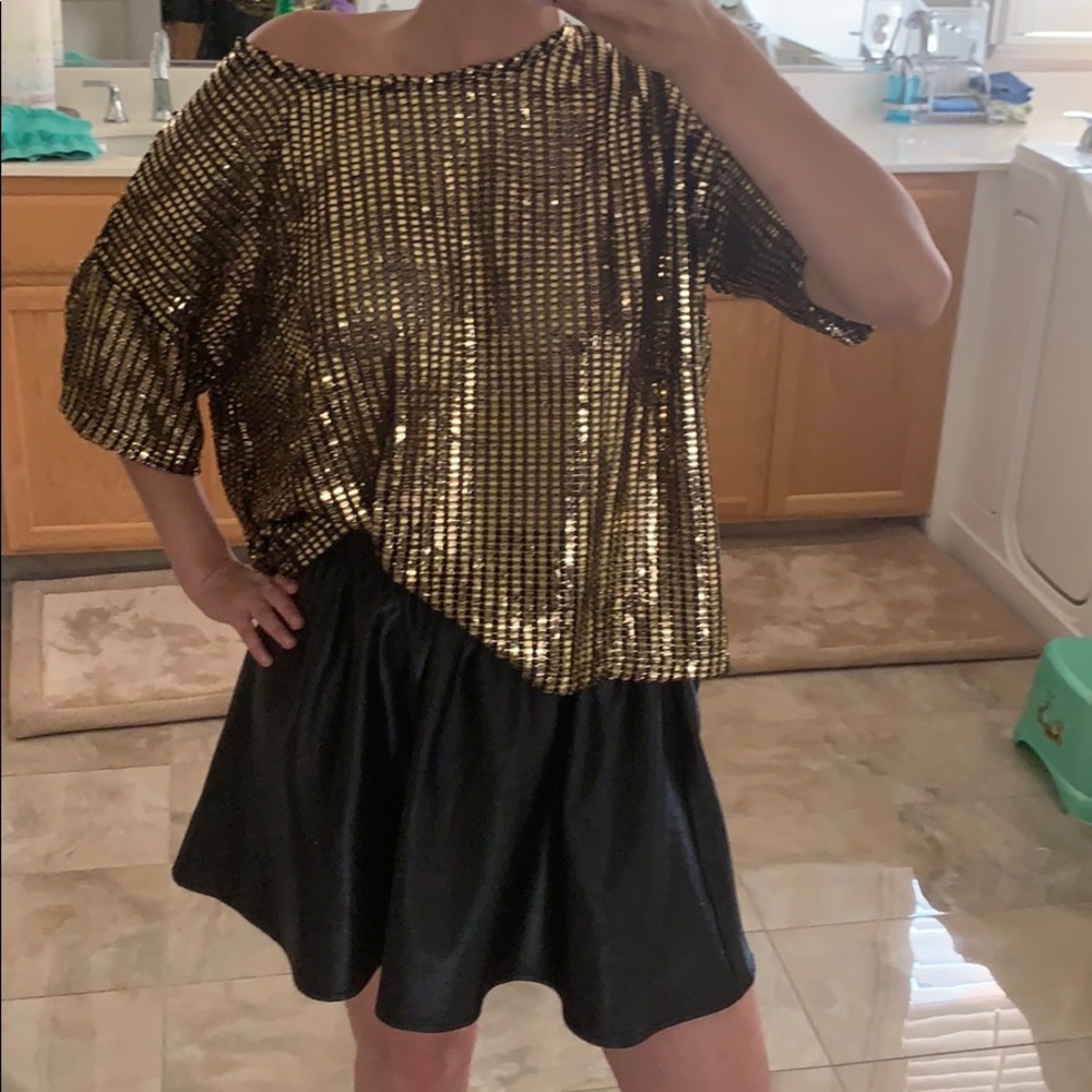 Disco ball gold style blouse